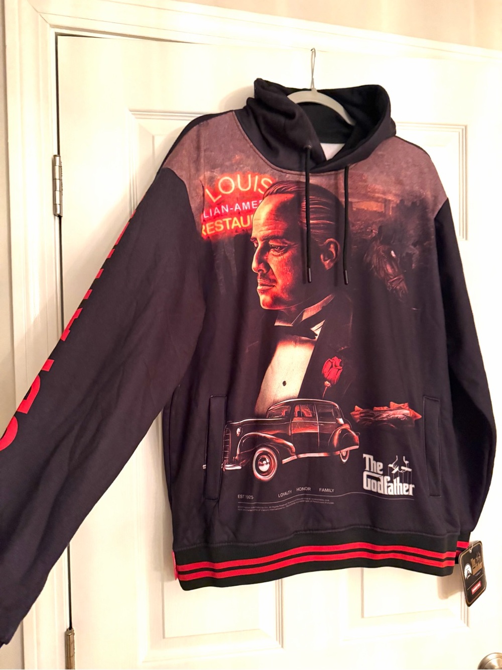 NEW Members Only The Godfather Black Hoodie w/Red Graphic. The Don. Sz X.